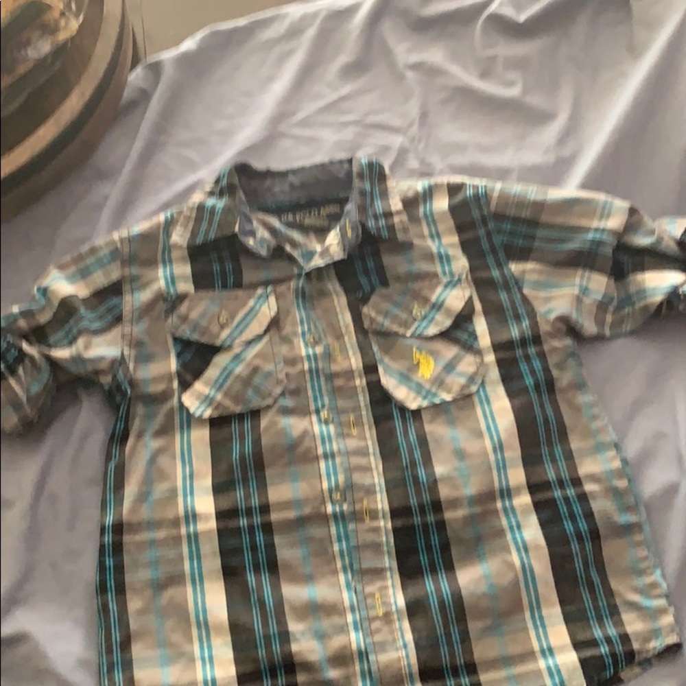 Boys blue long sleeve button up